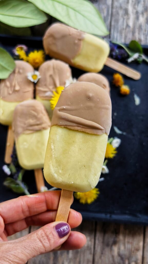 Löwenzahn-Cashew-Eis am Stiel