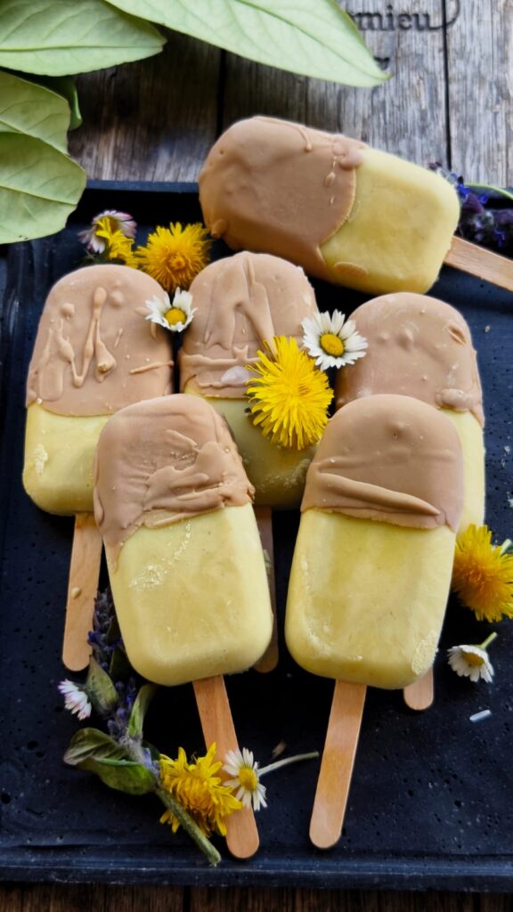  Löwenzahn-Cashew-Eis am Stiel
